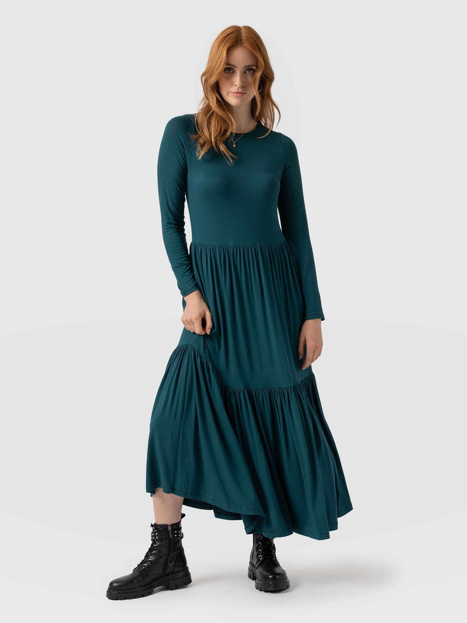 Greenwich Dress Long Sleeve - Deep Green